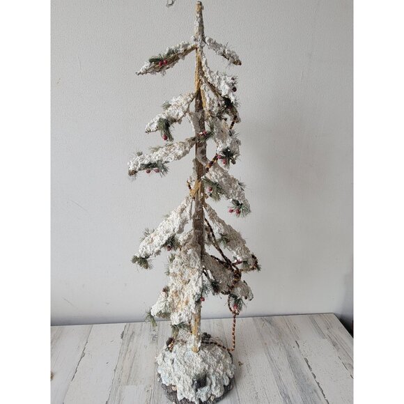 Large skinny tree branch cranberry glitter Xmas home decor vintage - Picture 1 of 14